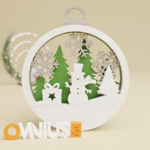 Božićna 3D kuglica za bor snjegović s poklonom