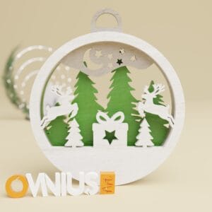 Božićna 3D kuglica za bor sobovi i poklon