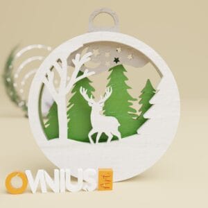 Božićna 3D kuglica za bor sob pod mjesecom