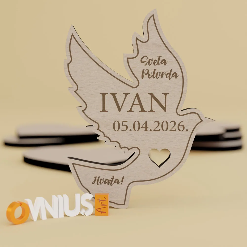Personalizirana zahvalnica za Svetu Potvrdu u obliku goluba