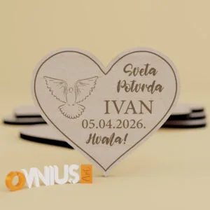 Elegantna zahvalnica za Svetu Potvrdu u obliku srca