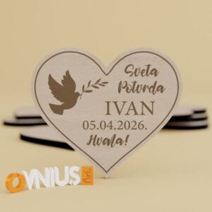 Zahvalnica za krizmu s maslinovom grančicom i porukom