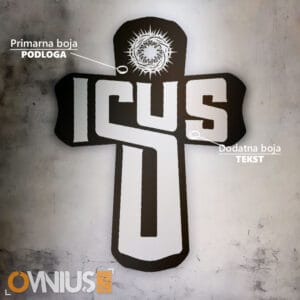 Zidni križ s natpisom Isus s krunom od trnja