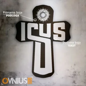 Zidni križ s natpisom Isus s krunom od trnja