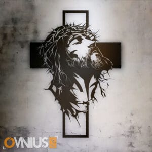 Moderni Zidni Križ s Likom Isusa – Silueta s Krunom od Trnja, dizajn 2026