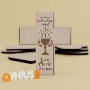 zahvalnica za Prvu Pričest križ s kaležom i hostijom