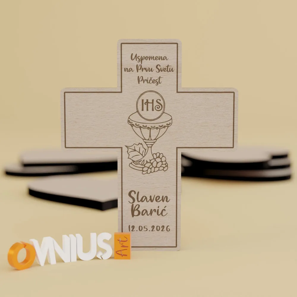 Zahvalnica za prvu pričest IHS križ