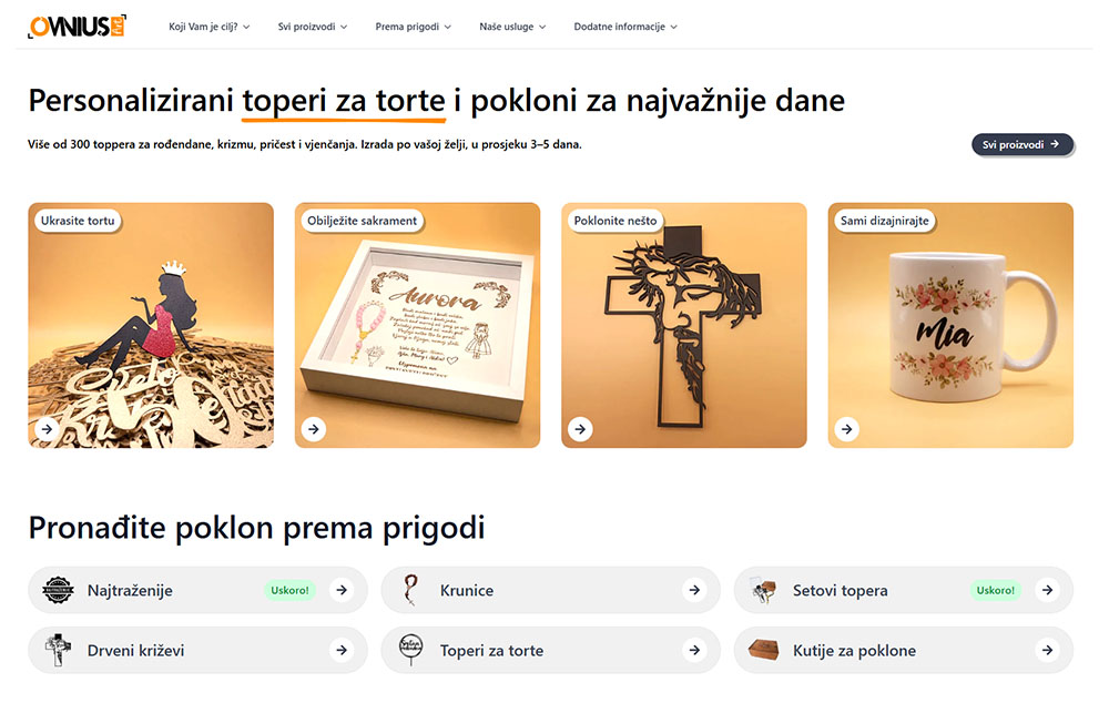 Vizualni prikaz homepage Omnius Art izrada web stranice